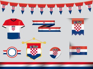 Hırvatistan fan rozetleri, kurdeleler, jersey, düğmeleri ile bayrak tasarım