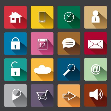 Tasarım Web Simgeler, düz gölgeler ile, 