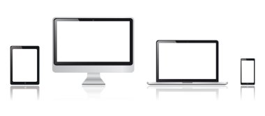 elektronik aygıtlar, akıllı telefon, bilgisayar monitörü, tablet, dizüstü gerçekçi tasarım, 