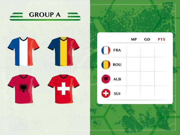 Tablero con espacio de copia, equipo de fútbol de fútbol europeo 2016, grupo a — Archivo Imágenes Vectoriales