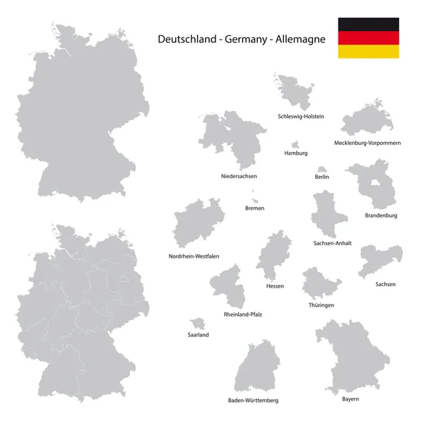 Germany vector map collection, federal state silhouettes — Stock Vector