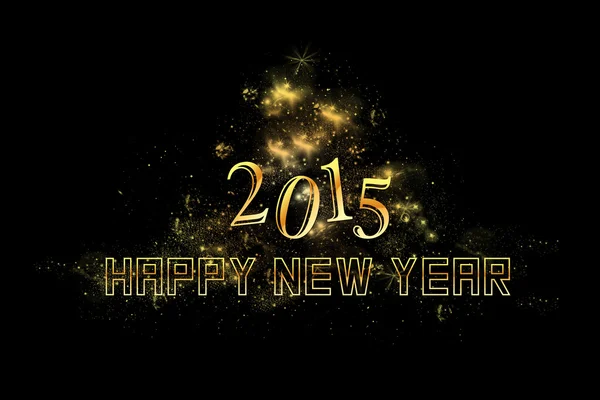 Чорний щасливий новий рік 2015 фон із золотими літерами — стокове фото