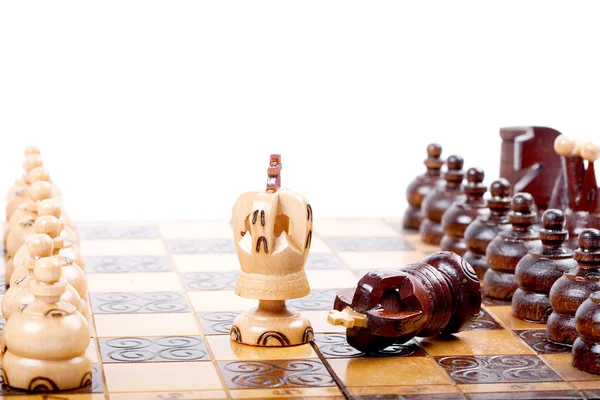 Chess Game with two Kings between back rank lines, Black King checkmated — Stock Photo, Image
