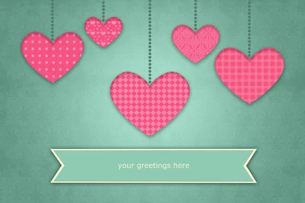 Srdce ilustrace pro valentinky den matek den pozdravy s Copy prostoru na Banner — Stock fotografie