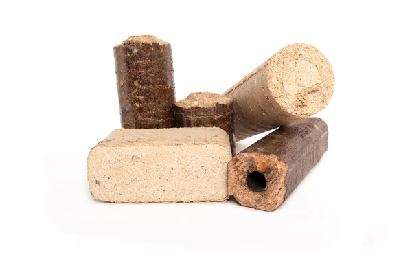 Wooden briquettes made of sawdust — Stock Photo, Image