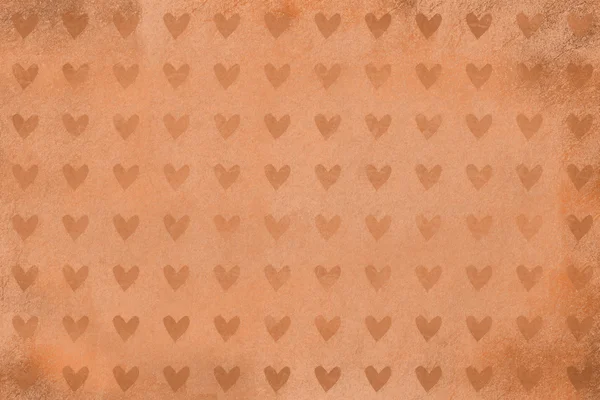 Brown background with heart shape texture, grunge design — Stock Photo, Image