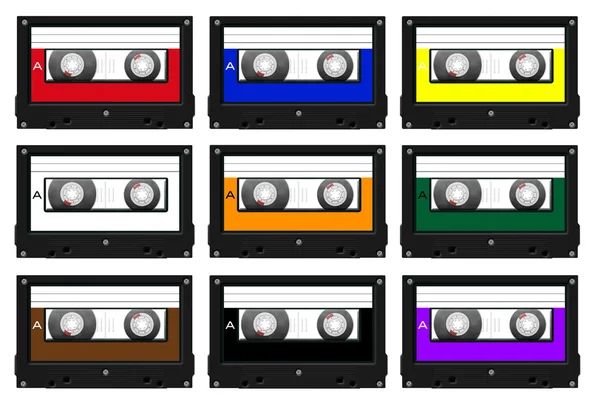 Collection of cassette tape illustrations — Stock Photo, Image