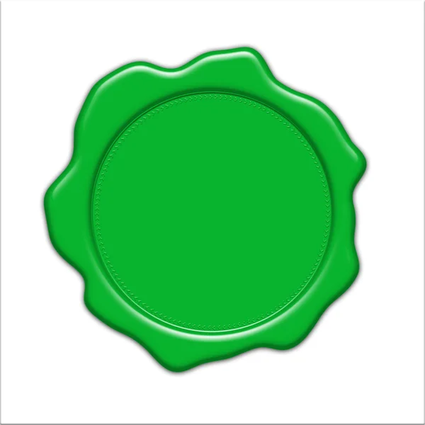 Ilustración de sello de cera verde en blanco —  Fotos de Stock