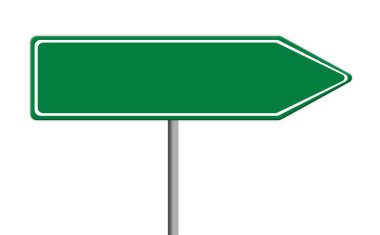 İzole boş yeşil trafik işareti şablon, beyaz arka plan,