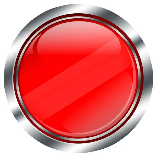 Empty red button with chrome border — Stock Photo, Image