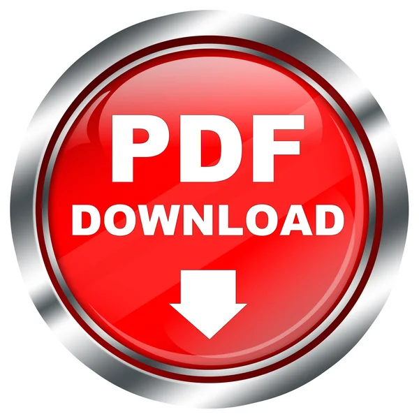 Red round pdf download button with white arrow — Stock Photo, Image