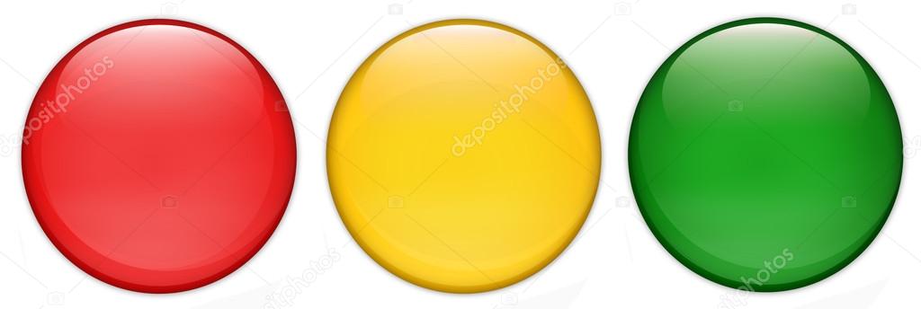 Ensemble De Rond Brillant Icônes Et Boutons Rouge Jaune