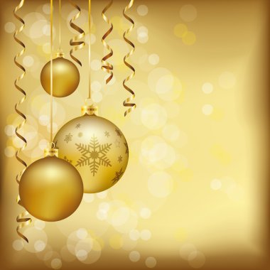 Altın christmas baubles ile Noel arka plan