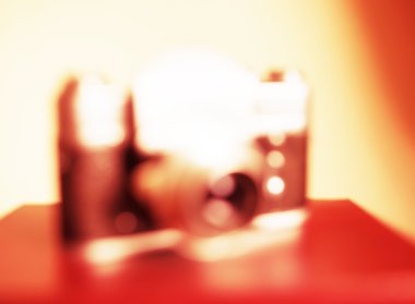 Vintage kamera turuncu bokeh arka plan bulanık