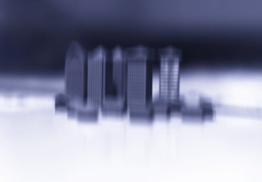 Oyuncak ofis binaları hareket bulanıklığı soyutlama bokeh arka plan