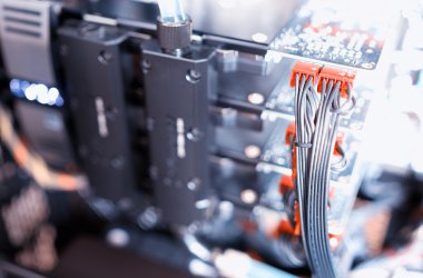 Yatay gpu quad SLI ekran kartı bokeh arka plan