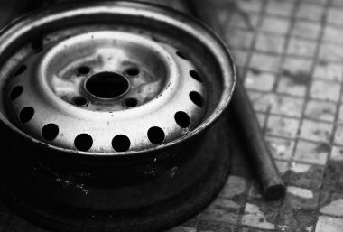 Yatay siyah beyaz tekerlek bokeh arka plan backdr