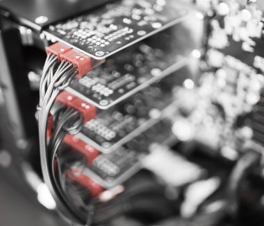 Yatay gpu quad SLI ekran kartı bokeh arka plan