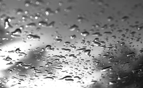 Black and white water drops after rain bokeh background — Stock Photo, Image