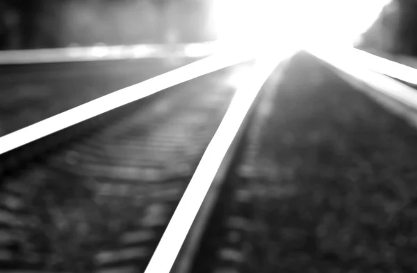 Diagonale bruciore tramonto ferrovia bokeh sfondo — Foto Stock