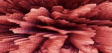 Yatay canlı kırmızı iş küp soyutlama adam Yükselt