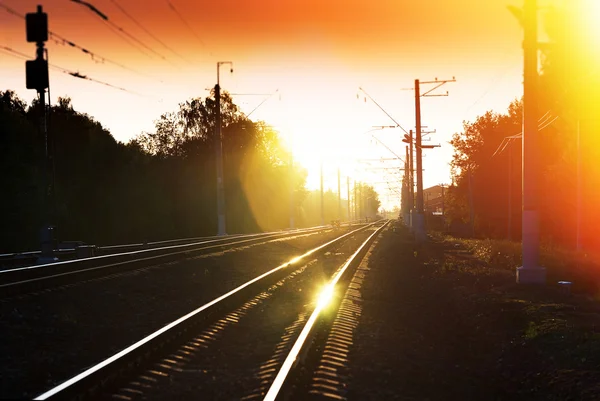 Hafif sızıntı manzara arka plan günbatımı demiryolu