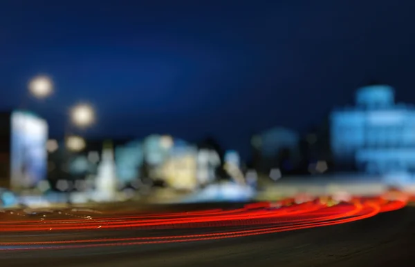 Nacht Stadt Licht Spuren leere Abstraktion — Stockfoto