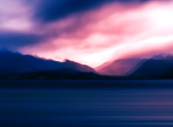 Horizontal dramatic purple Norway fjords abstract background — Stock Photo, Image