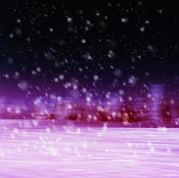 水平生动的充满活力的粉红色紫色冬季降雪明信片 ab — 图库照片