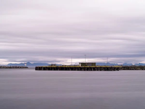 Horizontal dramatic Norway northern pier quay cloudscape backgro — Stock Photo, Image