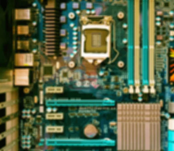 Horizontal vivid vintage computer motherboard pcb bokeh blur bac
