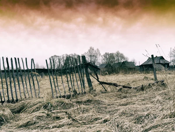 Horizontale donkere ghost zombie Russische dorp achtergrond achtergrond — Stockfoto