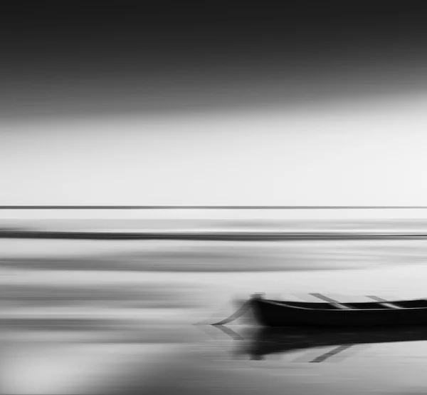 Horizontal vivid vibrant black and white travel boat blur abstra — Stock Photo, Image