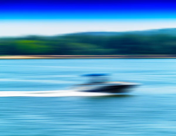 Horizontal lebendige Speedboot auf Fluss Abstraktion Hintergrund zurück — Stockfoto