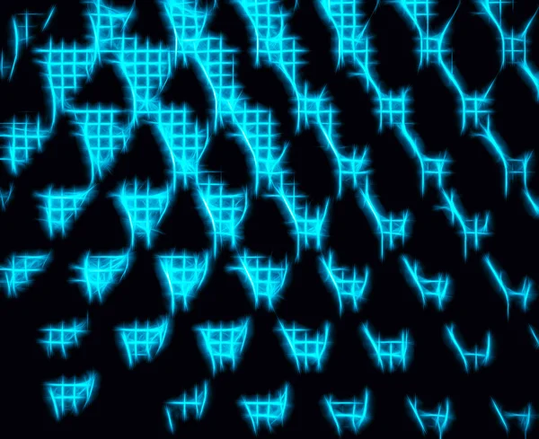 Yatay camgöbeği mavi neon matris illüstrasyon — Stok fotoğraf