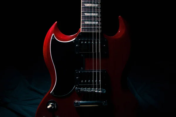 Guitarra Esquerda Modelo Vermelho — Fotografia de Stock