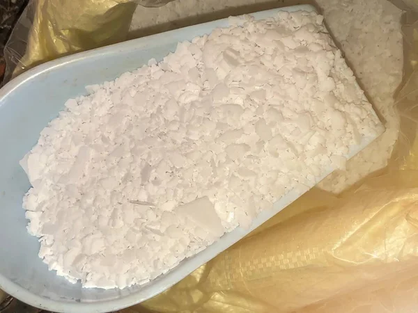 Flocons Hydroxyde Potassium Chimique Dangereux — Photo