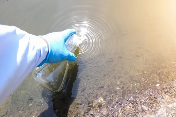 Collect water samples in industrial canals for examination