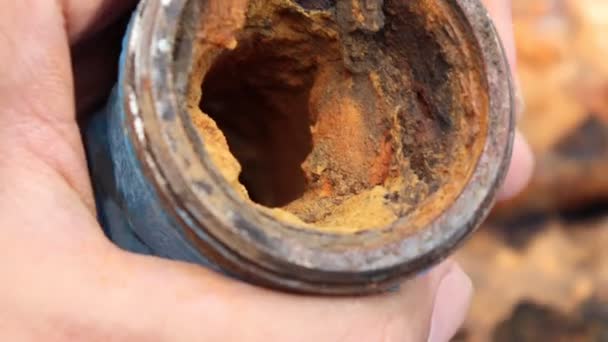 Red Rust Old Pipe Surface — Stock Video