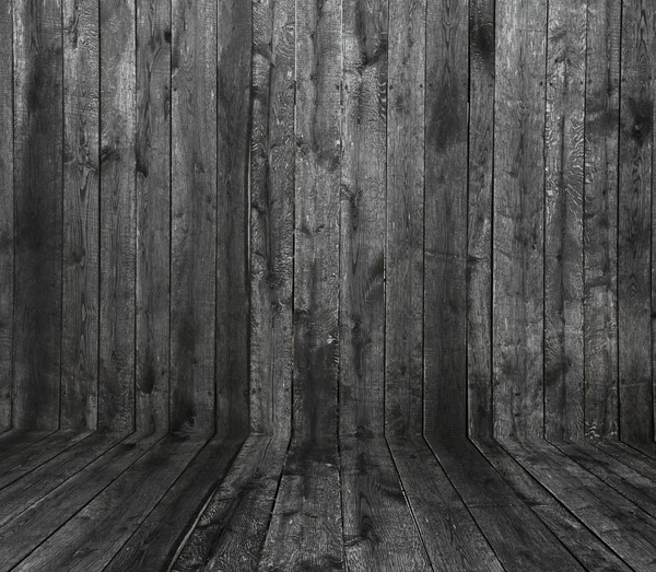 Grunge wood panels with floor and wall — Stock Photo, Image