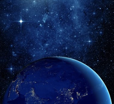 Gece uzaydan Dünya gezegeni 