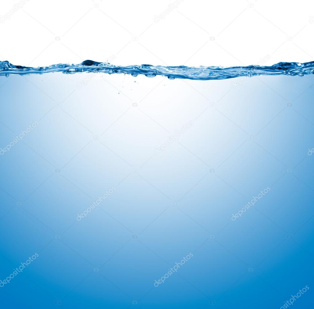 Water surface isolated on white background with bubbles Stock