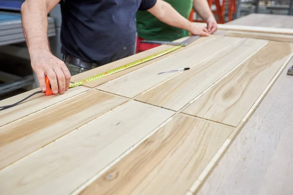 Menuisiers Travaillant Sur Une Usine Bois Avec Des Machines Processus — Photo