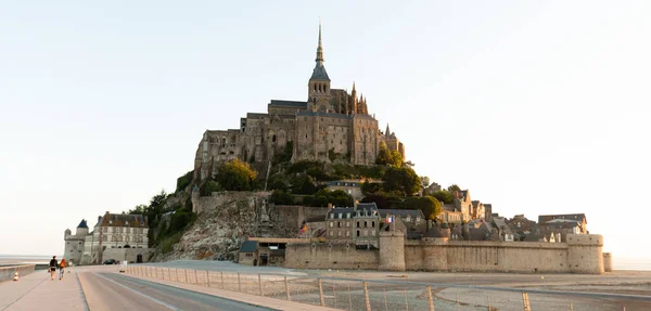 Mont Saint Michel Tidvattenön Vackert Skymning Skymningen Normandie Frankrike — Stockfoto