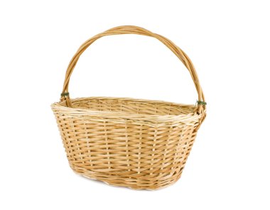 wicker basket isolated on white background clipart