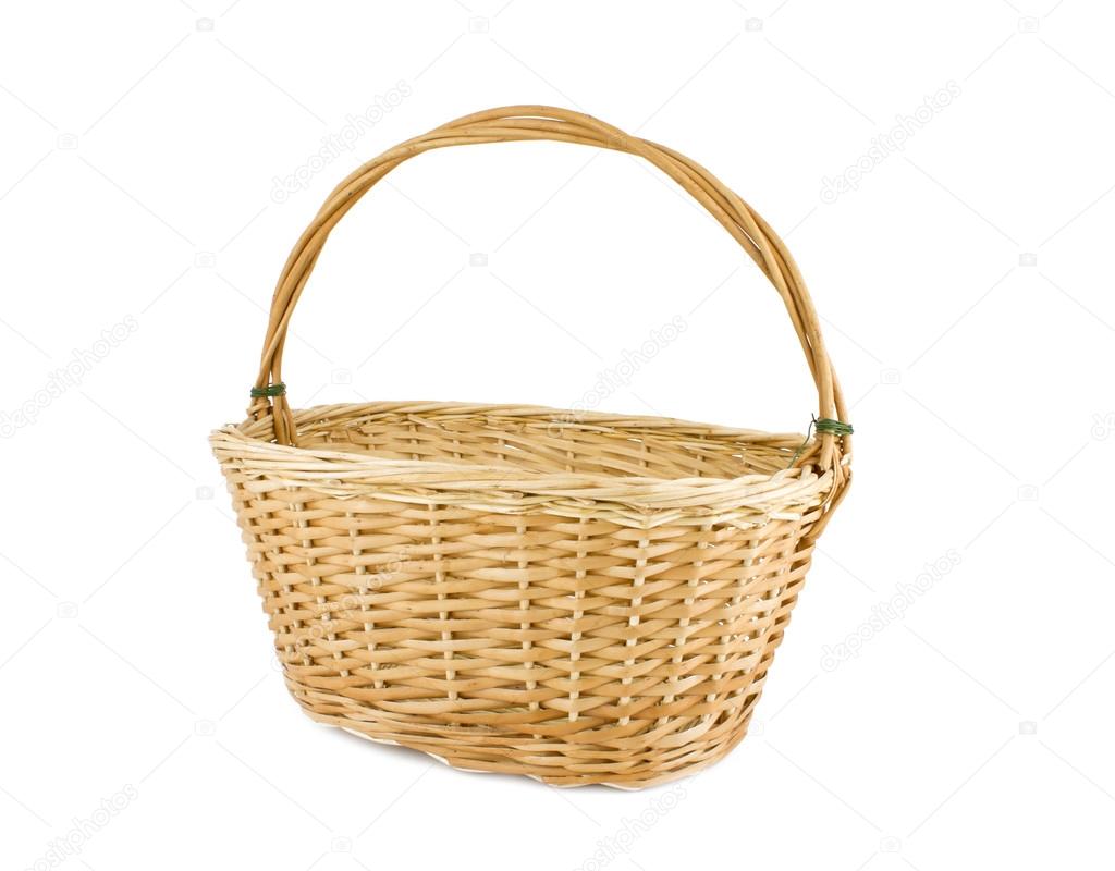 wicker basket isolated on white background