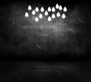 karanlık alan arka plan ışık ampuller ile