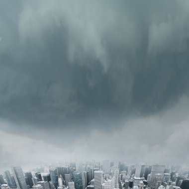 Cityscape gökyüzü arka plan ile