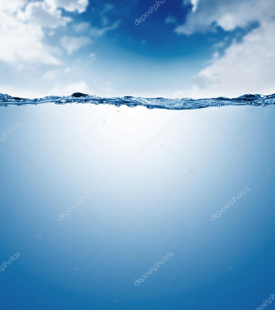 Transparent water with blue sky
