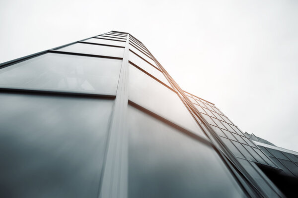 Wide angle of skyscraper made of glass exterior